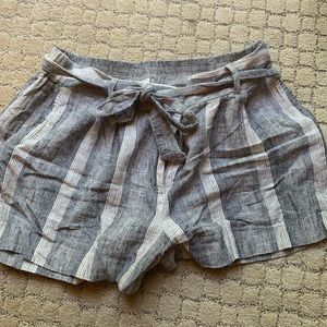 Loft Black and White Linen Shorts